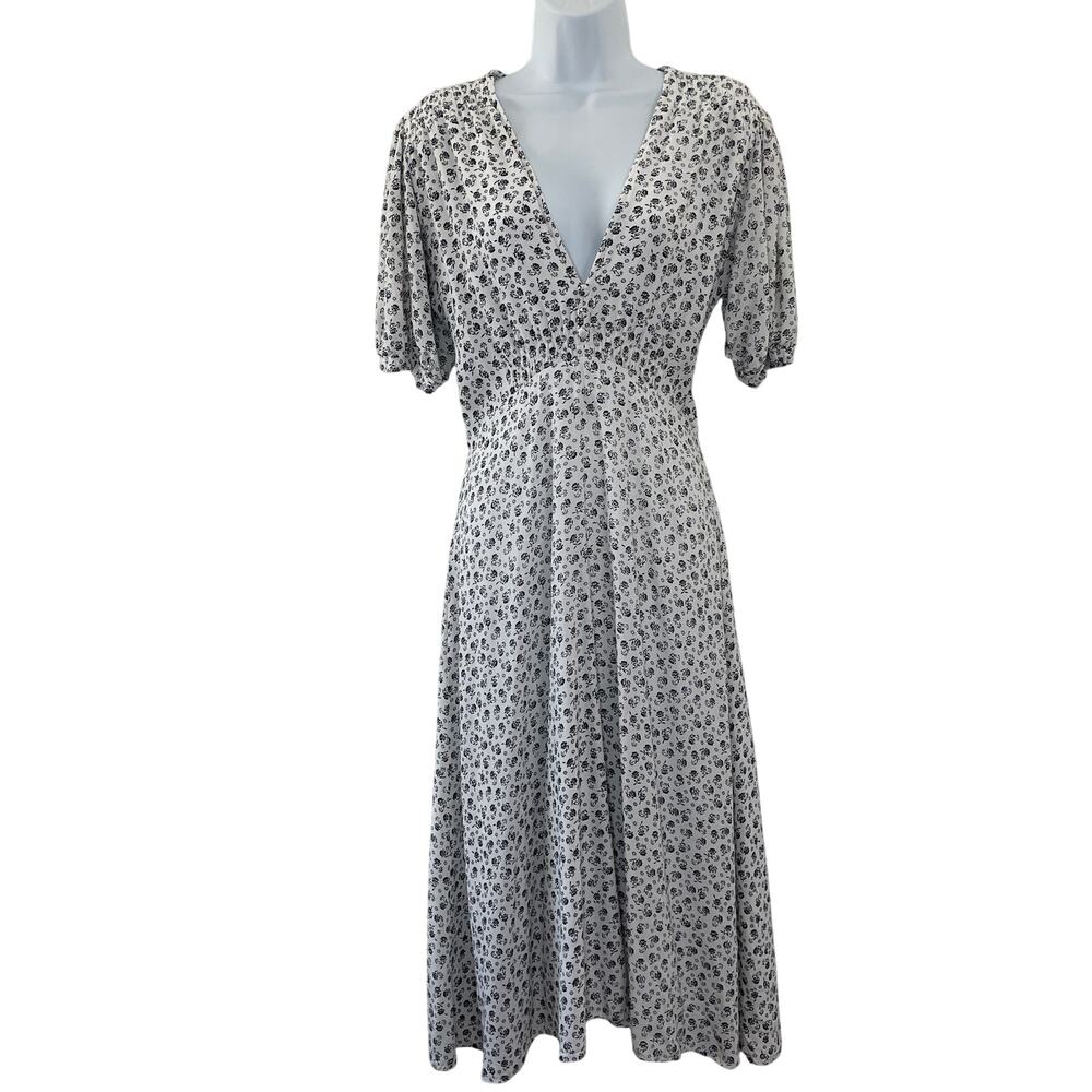 Faithfull The Brand Dress Womens 10 Sonja Midi White All Over Floral Cottage